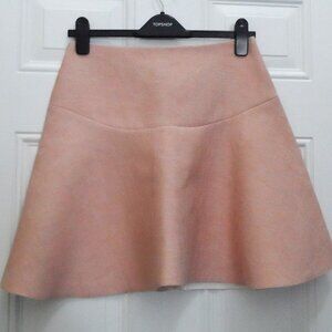 Sandro Baya Flared Textured Crepe Mini Skirt Pale Pink Size 3